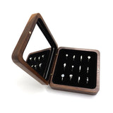 Wooden Ring Storage Box with Velvet Lining and Mirror Stand