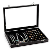Jewelry Storage Box with Transparent Lid, Black