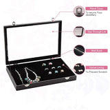 Jewelry Storage Box with Transparent Lid, Black
