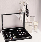 Jewelry Storage Box with Transparent Lid, Black