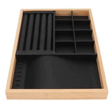 Stackable Jewelry Tray Wood Board Earrings Necklaces Display Showcase