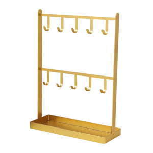 Jewelry Storage Rack with Tray, 10 Hooks, Space Saving Organizer