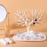 Desktop Jewelry Accessory Organizer Tree Shape Rack With Sitting Deer