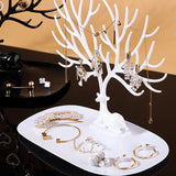 Desktop Jewelry Accessory Organizer Tree Shape Rack With Sitting Deer