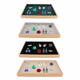 Flannel Wooden Jewelry Storage Tray Organizer Holder Box