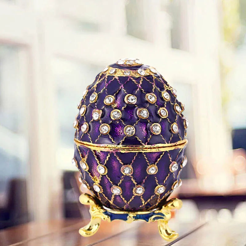 Vintage Easter Egg Jewelry Box Enameled Trinket Organizer
