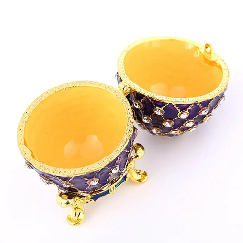 Vintage Easter Egg Jewelry Box Enameled Trinket Organizer