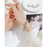 Titanium Steel Beads Bangle Zircon Magnetic Buckle Stainless Steel Bangle
