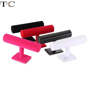 T-Shaped Jewelry Display Stand Velvet Bracelet Watch Necklace Storage