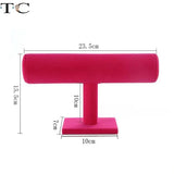 T-Shaped Jewelry Display Stand Velvet Bracelet Watch Necklace Storage