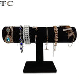 T-Shaped Jewelry Display Stand Velvet Bracelet Watch Necklace Storage