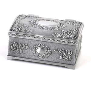 Vintage Tin Flower Jewelry Travel Case Display Makeup Accessories
