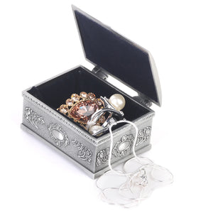Vintage Tin Flower Jewelry Travel Case Display Makeup Accessories