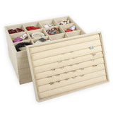 Linen Jewelry Display Tray Organizer Stand