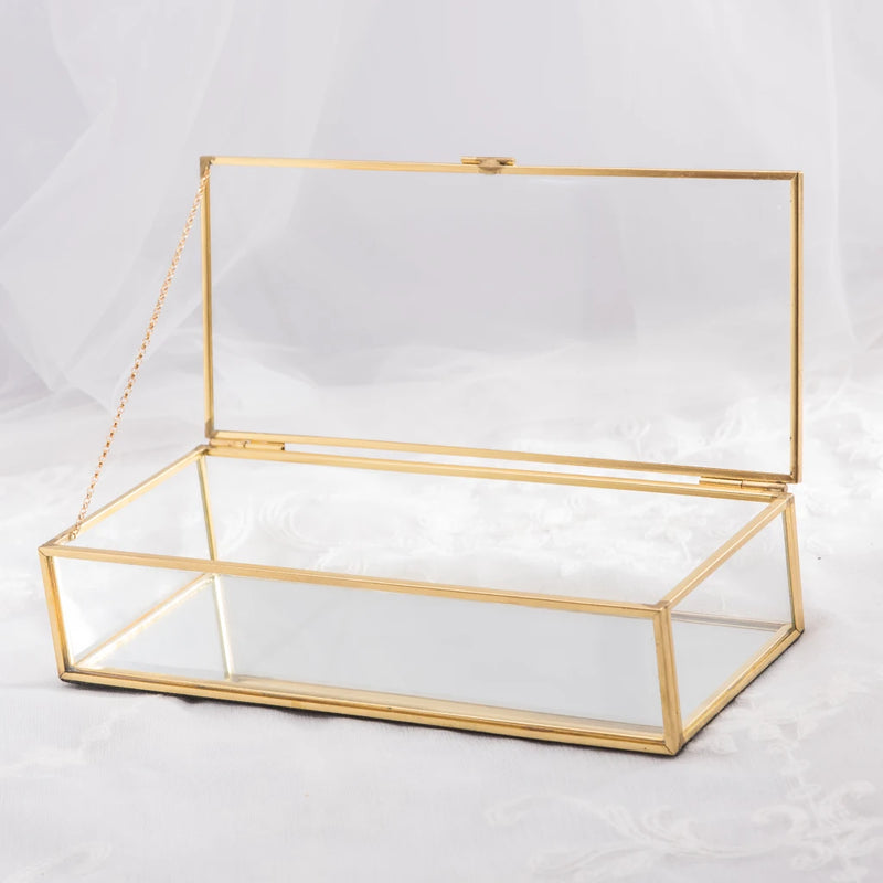 Glass Jewelry Trinket Box with Cover Holder