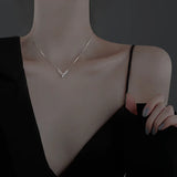 S925 Sterling Silver V Necklace for Women - Pendant Collar Jewelry