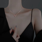 S925 Sterling Silver V Necklace for Women - Pendant Collar Jewelry