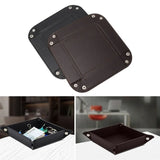 Men's PU Leather Jewelry Valet Tray Key Wallet Coin Storage