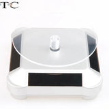 360 Rotating Jewelry Watch Ring Display Stand Solar Showcase