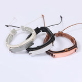 High LOGO Engrave Braided Leather Bracelet