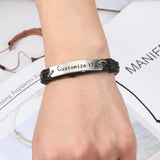 High LOGO Engrave Braided Leather Bracelet