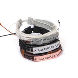 High LOGO Engrave Braided Leather Bracelet