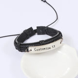 High LOGO Engrave Braided Leather Bracelet