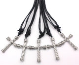 10pcs Punk Cross Charms Pendants Necklaces Hip Hop Hemp Rope Chains