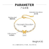 High-Grade Zircon Stainless Steel Butterfly Bracelet
