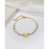 High-Grade Zircon Stainless Steel Butterfly Bracelet