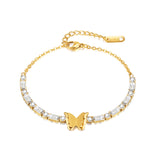 High-Grade Zircon Stainless Steel Butterfly Bracelet