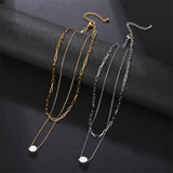 Double Layer Chain 18k Plated Pearl Necklace