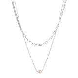 Double Layer Chain 18k Plated Pearl Necklace