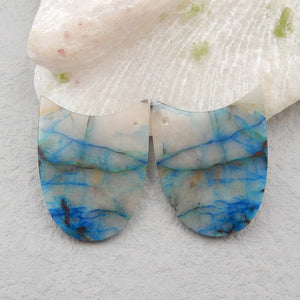 Natural Chrysocolla Stone Double Hole Earring Beads 36x28x6mm