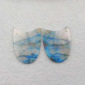 Natural Chrysocolla Stone Double Hole Earring Beads 36x28x6mm