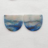 Natural Chrysocolla Stone Double Hole Earring Beads 35x30x3mm