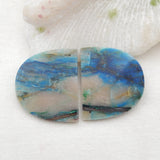 Natural Chrysocolla Stone Double Hole Earring Beads 35x30x3mm