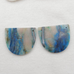 Natural Chrysocolla Stone Double Hole Earring Beads 35x30x3mm