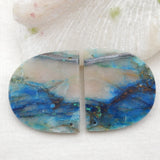 Natural Chrysocolla Stone Double Hole Earring Beads 35x30x3mm
