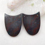 Natural Chrysocolla Stone Earring Beads - Double Hole - 36x29x5mm