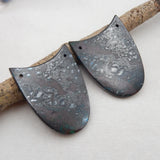 Natural Chrysocolla Stone Earring Beads - Double Hole - 36x29x5mm