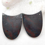 Natural Chrysocolla Stone Earring Beads - Double Hole - 36x29x5mm