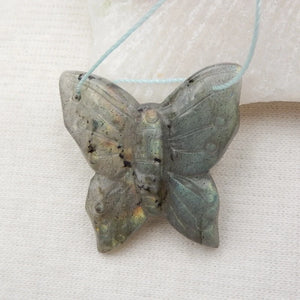 Carved Butterfly Labradorite Pendant - Unique Handcrafted Jewelry