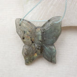Carved Butterfly Labradorite Pendant - Unique Handcrafted Jewelry