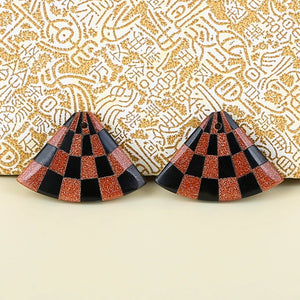Red Sand Sun Sitara and Obsidian Gemstone Earrings