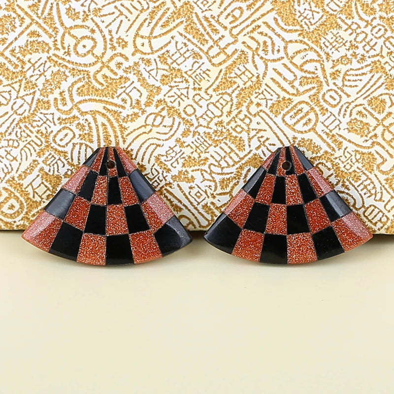 Red Sand Sun Sitara and Obsidian Gemstone Earrings