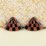 Red Sand Sun Sitara and Obsidian Gemstone Earrings