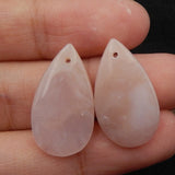 Natural Pink Opal Woman Earrings Bead 23x12x3mm