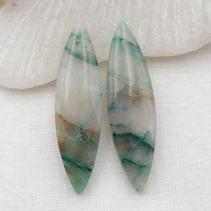 Natural Chrysocolla Beaded Earrings 36x9x5mm