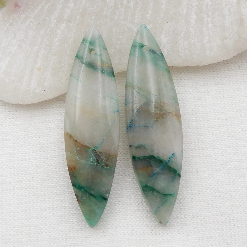 Natural Chrysocolla Beaded Earrings 36x9x5mm